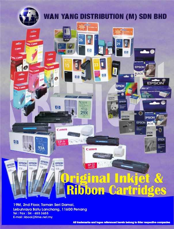 full range of orginal inkjet and toner cartridge